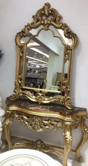 Modern Royal Gold Color Mirror Console