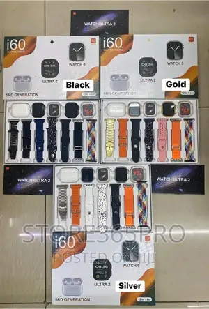 I60 Smart Watch 2 Watches, Airpod, 7 Straps, 2 Watch Pouch