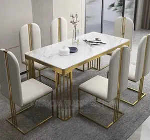 Marble Dinning Set (1 Table and Six Chairs)