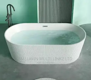 Fluted Freestanding Acrylic Bathtub