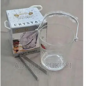 Glass Ice Bucket With Stainless Handle