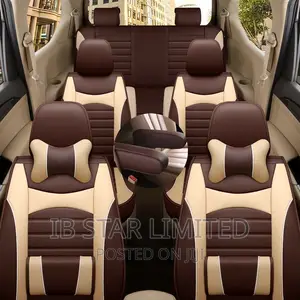 Free Delivery Dark Brown Cream Car Leather Seven Seat Cover