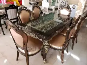 Black Royal Dining Table With 6 Chairs