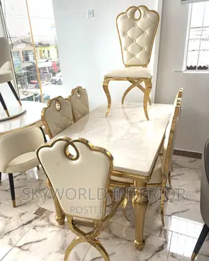 6 Leather Chairs Dining Table Sets