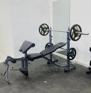 Brand New Weight Bench With Barbell 50kg Olympic Plates
