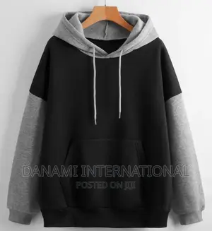 Classic Black Grey Colour Block Hoodie