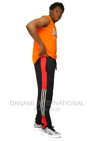 Danami Comfortable Red White Stripes on Black Joggers/Swea