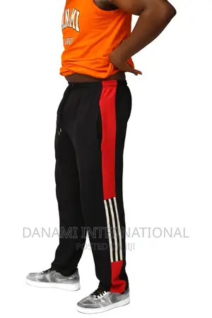 Danami Comfortable Red White Stripes on Black Joggers/Swea