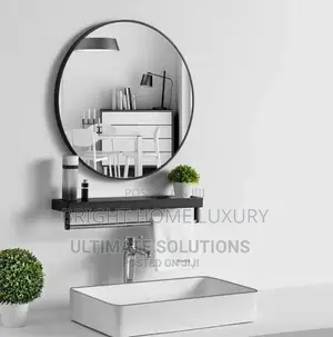 Black Frame Mirror With Shelf
