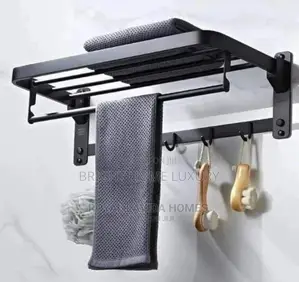 Black Multiple Towel Rail, Rack and Hanger With Hook