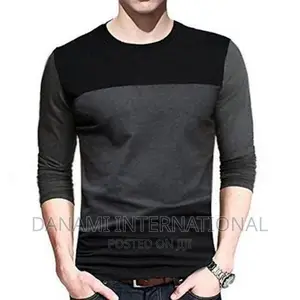 Danami Long Sleeve Grey and Black Contrast T-Shirt