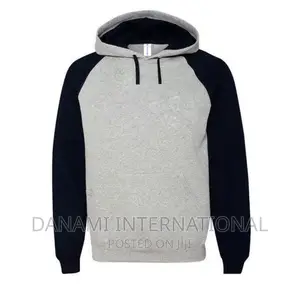 Danami Long Sleeve Light Grey Navy Blue Contrast Hoodie