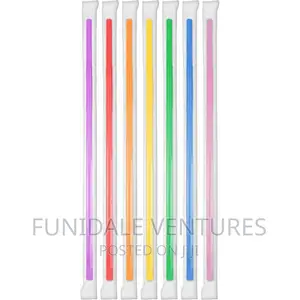 125pcs Individually Wrapped Neon Straws