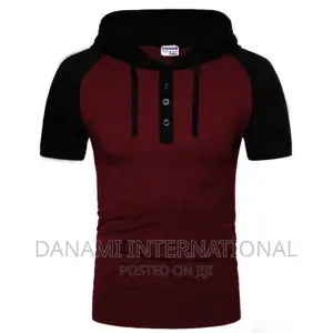 Danami Short Sleeve Button Hooded T Shirt