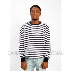 Danami White Navy Blue Strip Sweatshirt