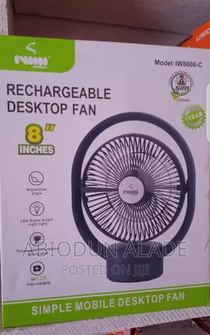Iwin 8 Inches Table Fan Rechargeable