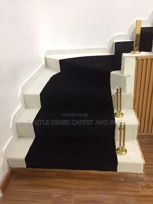 Wall to Wall Rugs Install on Stairs Case White and Black