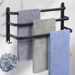 Wall Mounted 3 Tier Bathroom Towel Rack With Hooks(50CM)