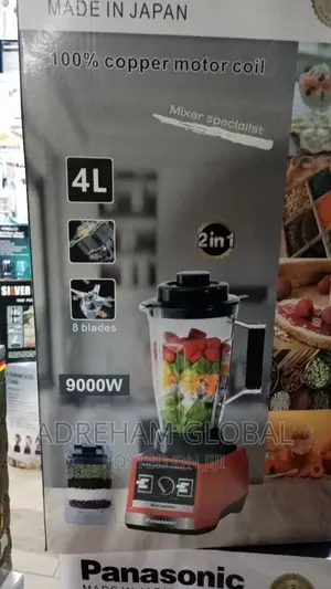 Panasonic 2 in 1 Blender 4L, 8 Blades, 9000watts 100% Coil.