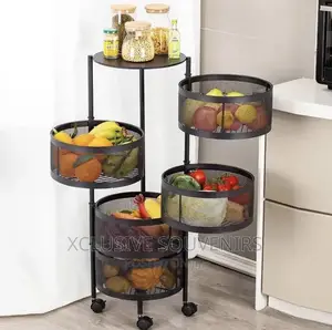 5-Tier Metal Kitchen Rotating Storage Shelves