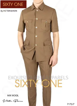 Genuine Italian Style Bespoke Formal Safari Men's Suit