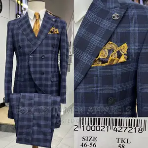 Quality Bespoke Double Breasted Check Men's Suit