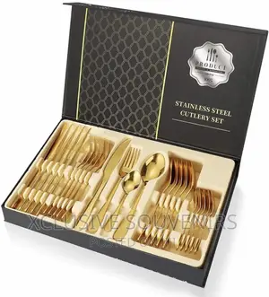 24-Piece Golden Stainless Steel Silverware Set With Box