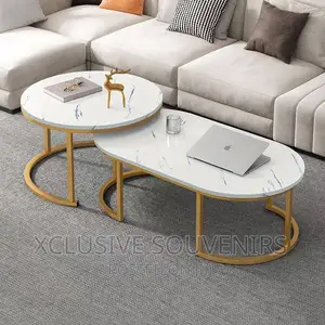 Center Table Set of 2 Modern Round/Oval Center Table