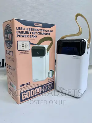 Remax Cabled Fast Charging Power Bank - 60000mah - RPP-565