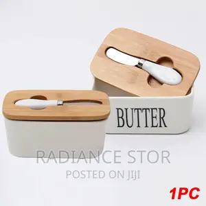 Ceramic Butter/Cheese Box With Wooden Cover