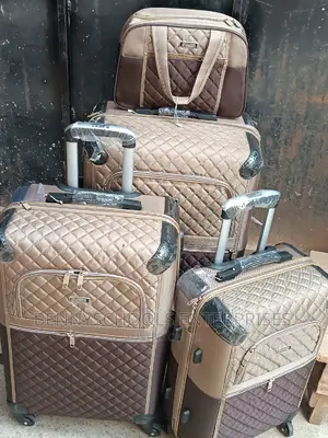 Set of 4 Brown Padded Travelling Luggage Boxes