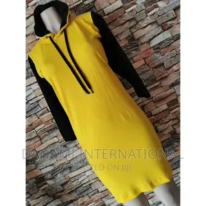 Danami Yellow and Black Contrast Women’S Hooded Dress Gown