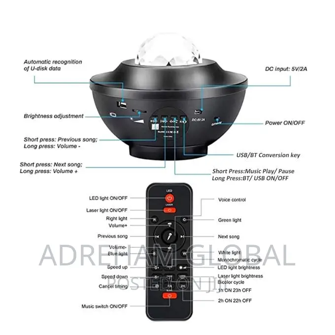 Starry Projector Led Night Light With Remote Control