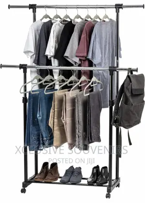 Adjustable and Extendable Double Rod Garment Rack
