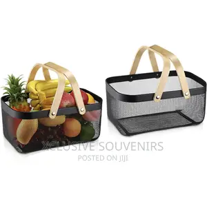 Metal Mesh Steel Basket With Handle