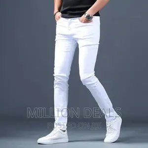 Slim Fits White Stretchy Men's Jeans