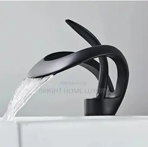 Black Bathroom Waterfall Basin Mixer Tap