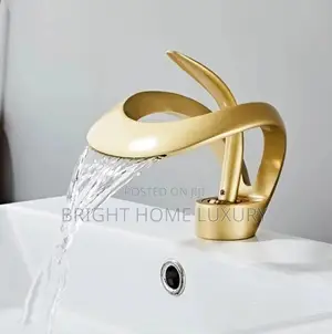 Gold Waterfall Bathroom Basin Mixer Tap