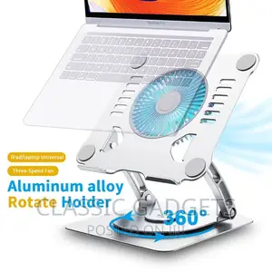 Adjustable 360 Rotating Laptop Stand With Cooling Fann