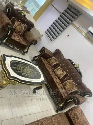 Brown Turkish Design Sofa Set Chairs With Center Table