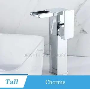 Chrome Half-Cut Long Waterfall Basin Mixer Tap