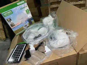 Solar Rechargeable Fan With Two Bulbs