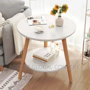 2 Steps Small Round Wood Modern Sofa Side Corner Tea Table