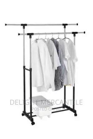 Movable Double Pole Cloth Hanger With Extension