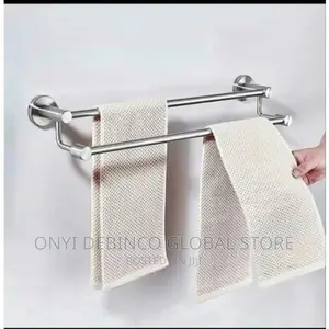 Stainless Steel Double Rail Towel Hanger - Silver
