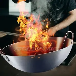 Professional Stainless Steel 60cm Wok Kitchen Utensils Fry