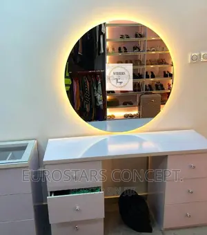 Round Plain Mirror With Led Lights