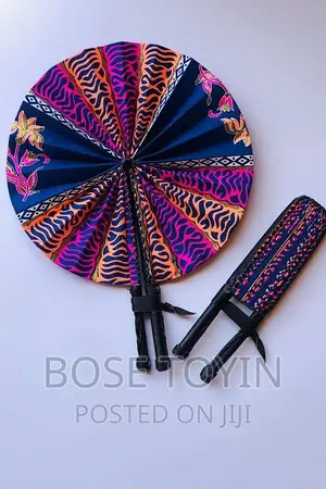 Ankara/Leather Handfans