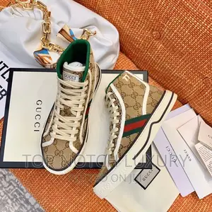 Original Gucci Men Gg Gucci Tennis 1977 High Top Men Women