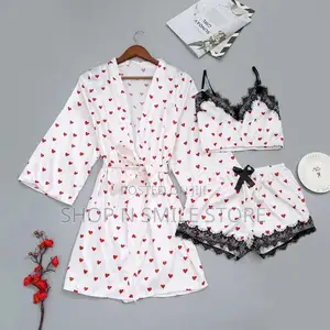Ladies 3 in 1 Silk Robe Sleepwear Set